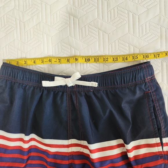 POLO swim Shorts Trunks Men L Red‎ White Blue Striped  Lined Elastic  Waist - Picture 10 of 10
